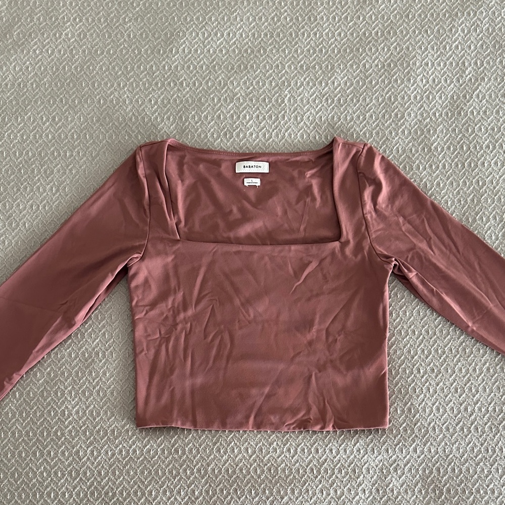 Aritzia BABATON Mauve Square Neck Crop Top